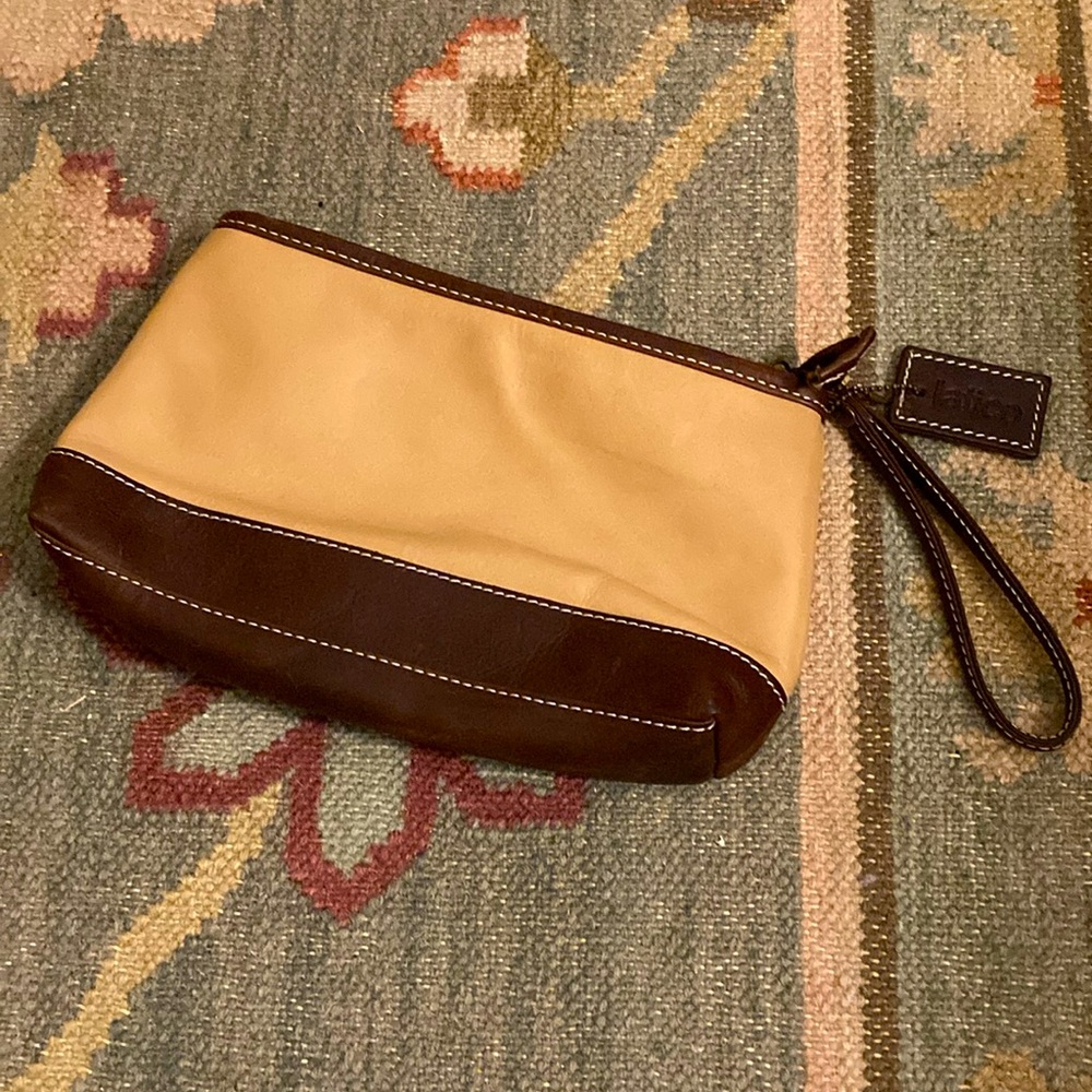 Latico roomy leather clutch purse , brown and tan. Like new.
